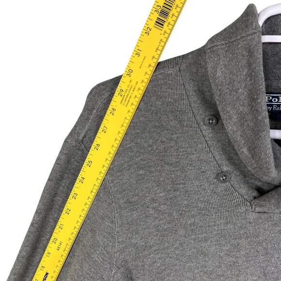 Polo Ralph Lauren Mens XL Jersey Shawl Collar Gray Pullover Sweater Quiet Luxury - Picture 11 of 16